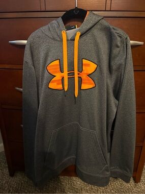 Under Armour Men’s Gray Hoodie with Bright Orange Logo
